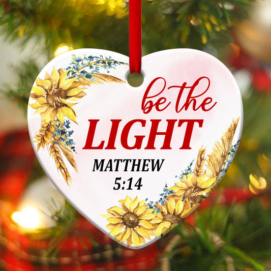 Be The Light - Beautiful Ceramic Heart Ornament - Christmas Decor - Nativity Ornaments