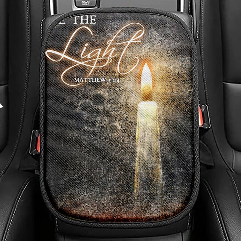 Be The Light Jesus Candle Seat Box Cover, Christian Car Center Console Cover, Religious Car Interior Accessories