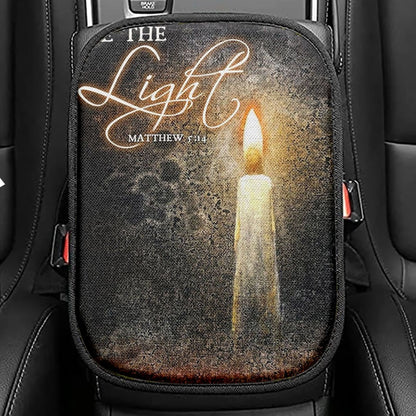 Be The Light Jesus Candle Seat Box Cover, Christian Car Center Console Cover, Religious Car Interior Accessories