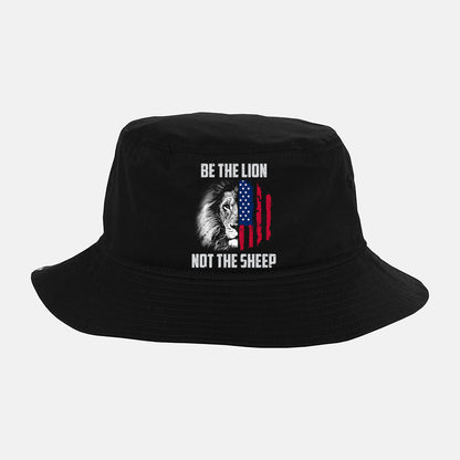 Be The Lion Not The Sheep Shirt Vintage American Flag Gift Bucket Hat
