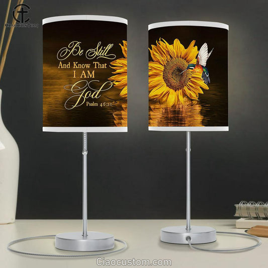 Be still and know that I am God Brilliant sunflower hummingbird Table Lamp For Bedroom - Bible Verse Table Lamp - Religious Room Decor