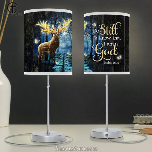 Be still and know that I am God Deer Table Lamp For Bedroom - Bible Verse Table Lamp - Religious Room Decor