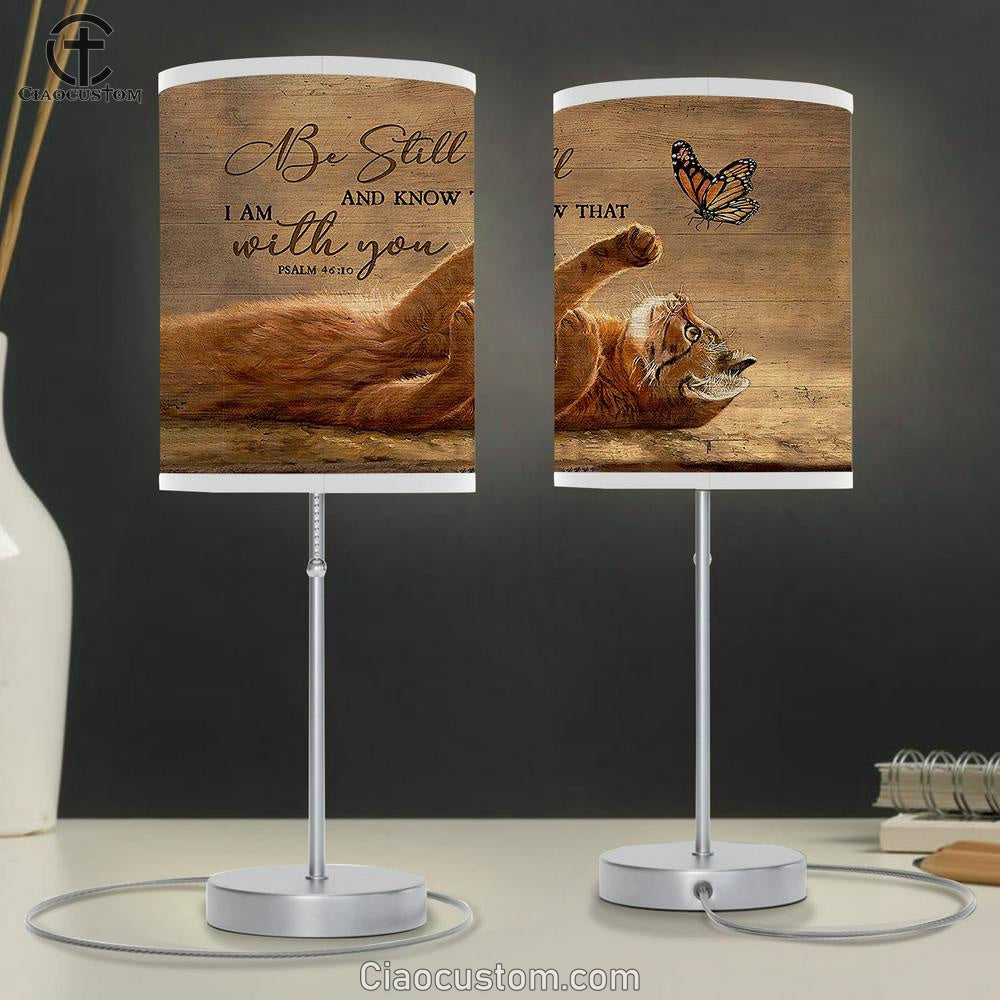 Be still and know that I am with you Brown cat Table Lamp For Bedroom - Bible Verse Table Lamp - Religious Room Decor