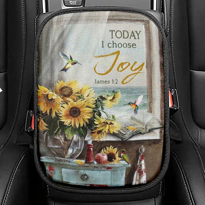 Beach Painting, Sunflower Vase, Hummingbird, Today I Choose Joy Car Center Console Cover, Christian Armrest Seat Cover, Bible Seat Box Cover