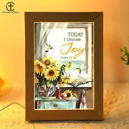 Beach Painting, Sunflower Vase, Hummingbird, Today I Choose Joy Frame Lamp