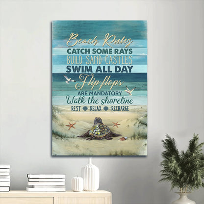 Beach Rules Catch Some Rays Sea Turtle Canvas