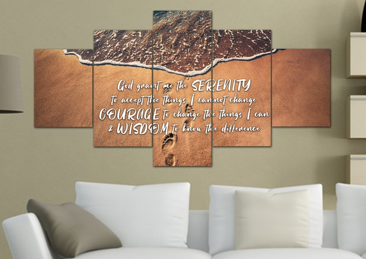 Beach Steps Serenity Prayer Wall Art - Christian Canvas Wall Art
