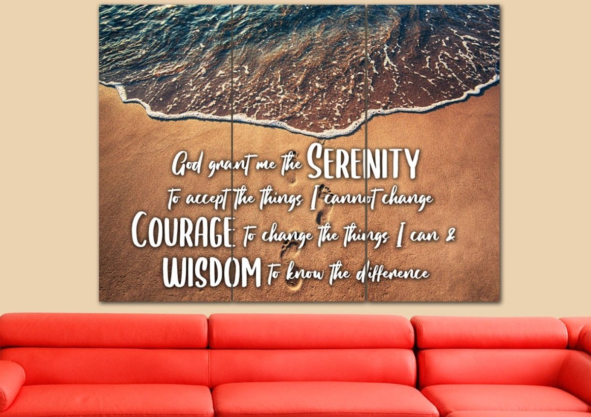 Beach Steps Serenity Prayer Wall Art - Christian Canvas Wall Art