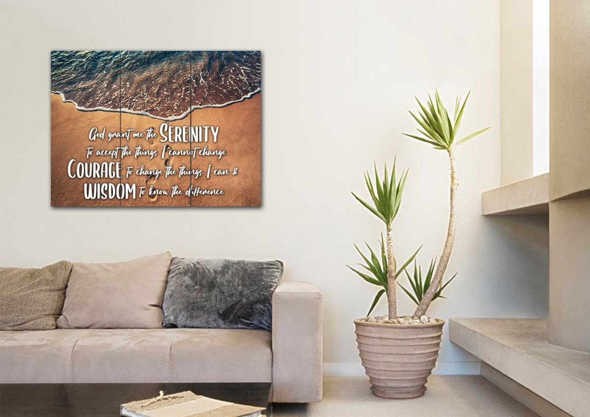 Beach Steps Serenity Prayer Wall Art - Christian Canvas Wall Art