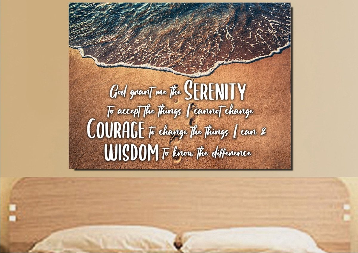 Beach Steps Serenity Prayer Wall Art - Christian Canvas Wall Art