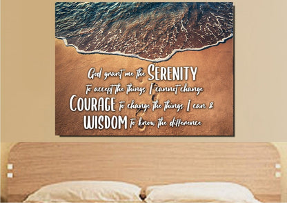 Beach Steps Serenity Prayer Wall Art - Christian Canvas Wall Art