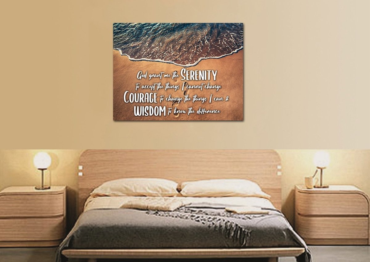 Beach Steps Serenity Prayer Wall Art - Christian Canvas Wall Art