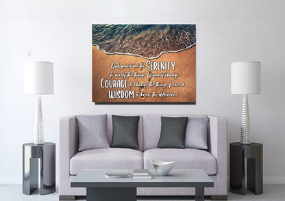 Beach Steps Serenity Prayer Wall Art - Christian Canvas Wall Art
