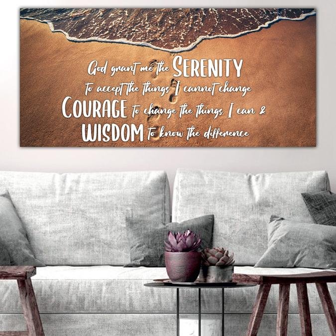 Beach Steps Serenity Prayer Wall Art - Christian Canvas Wall Art
