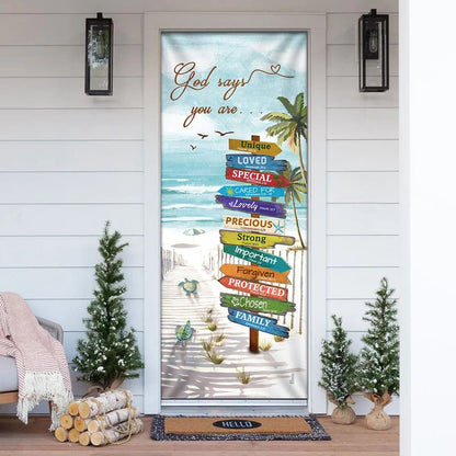 Beach Turtle God Says You Are Door Cover - Religious Door Decorations - Christian Home Decor
