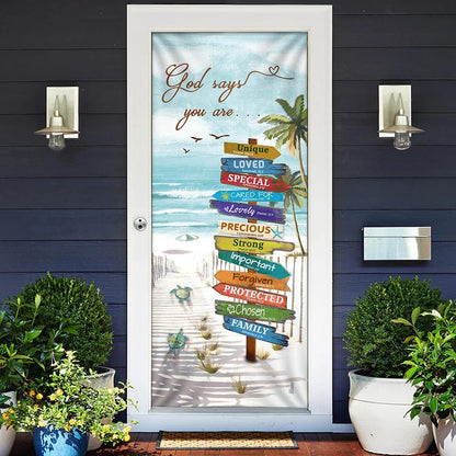 Beach Turtle God Says You Are Door Cover - Religious Door Decorations - Christian Home Decor