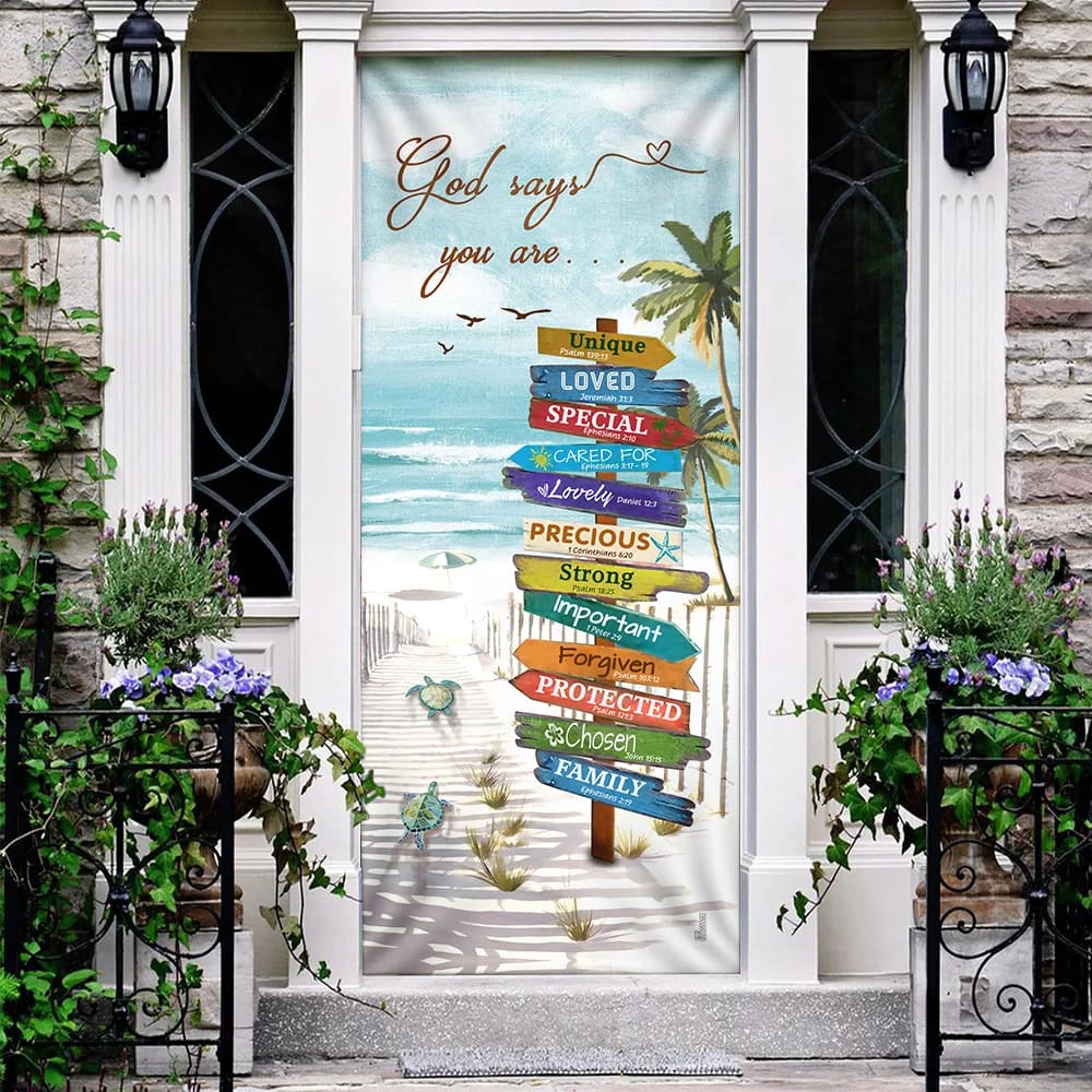Beach Turtle God Says You Are Door Cover - Religious Door Decorations - Christian Home Decor