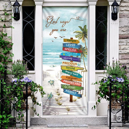 Beach Turtle God Says You Are Door Cover - Religious Door Decorations - Christian Home Decor