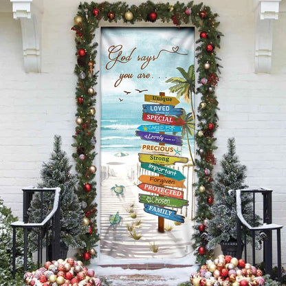 Beach Turtle God Says You Are Door Cover - Religious Door Decorations - Christian Home Decor