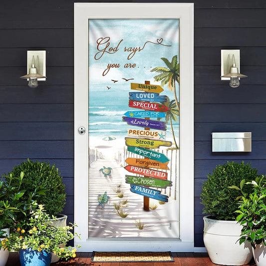 Beach Turtle God Says You Are Door Cover - Religious Door Decorations