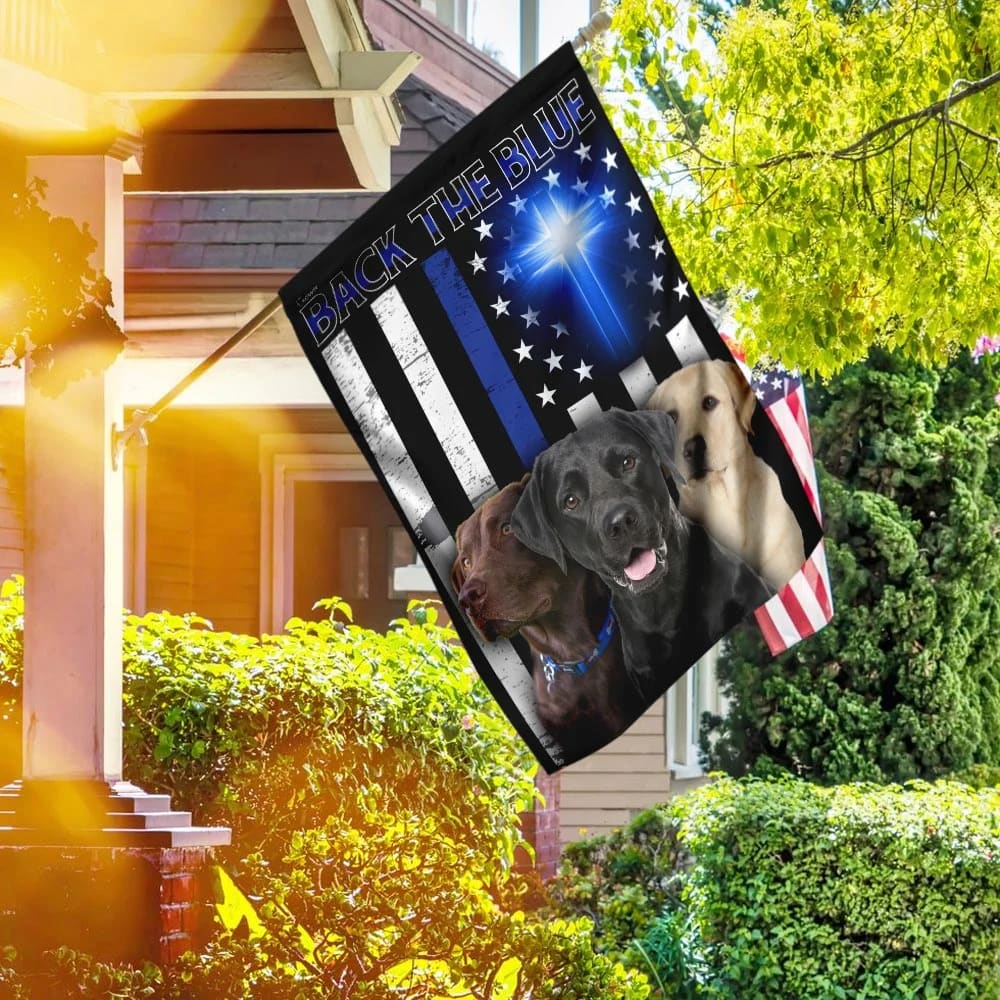 Beagle Back The Blue Christian Cross Flag - Outdoor Christian House Flag - Christian Garden Flags