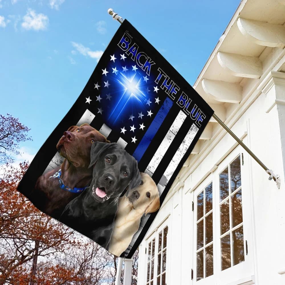 Beagle Back The Blue Christian Cross Flag - Outdoor Christian House Flag - Christian Garden Flags
