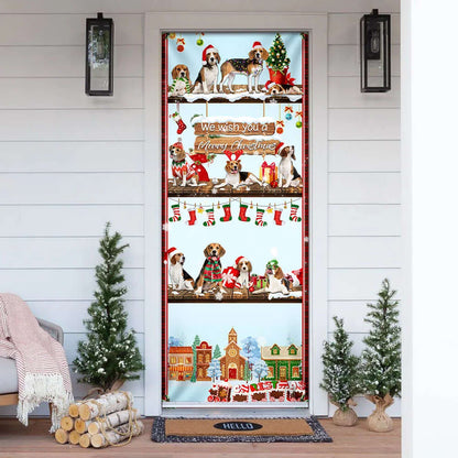 Beagle Christmas Door Cover - Front Door Christmas Cover - Christmas Outdoor Decoration