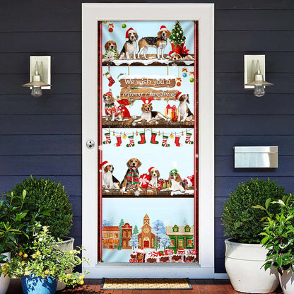 Beagle Christmas Door Cover - Front Door Christmas Cover - Christmas Outdoor Decoration