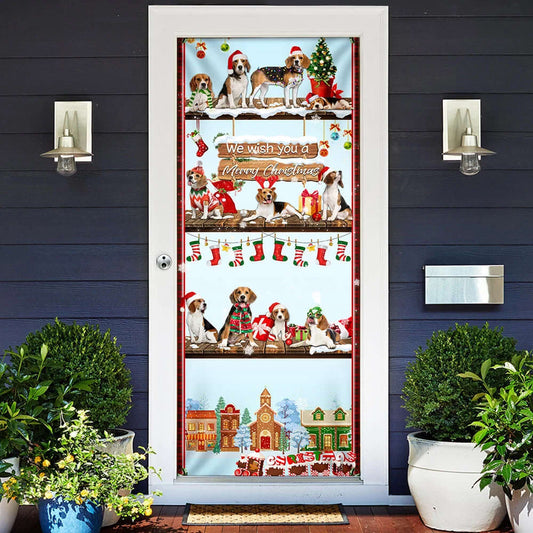 Beagle Christmas Door Cover - Front Door Christmas Cover - Christmas Outdoor Decoration