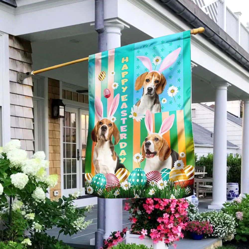 Beagle Easter House Flags - Happy Easter Garden Flag - Decorative Easter Flags