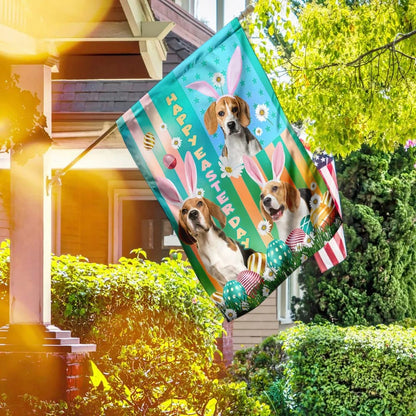 Beagle Easter House Flags - Happy Easter Garden Flag - Decorative Easter Flags