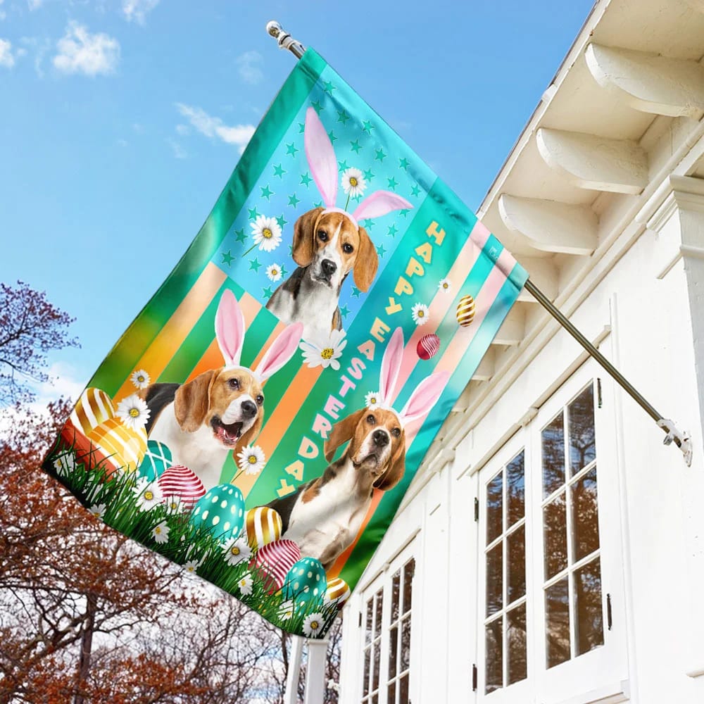 Beagle Easter House Flags - Happy Easter Garden Flag - Decorative Easter Flags