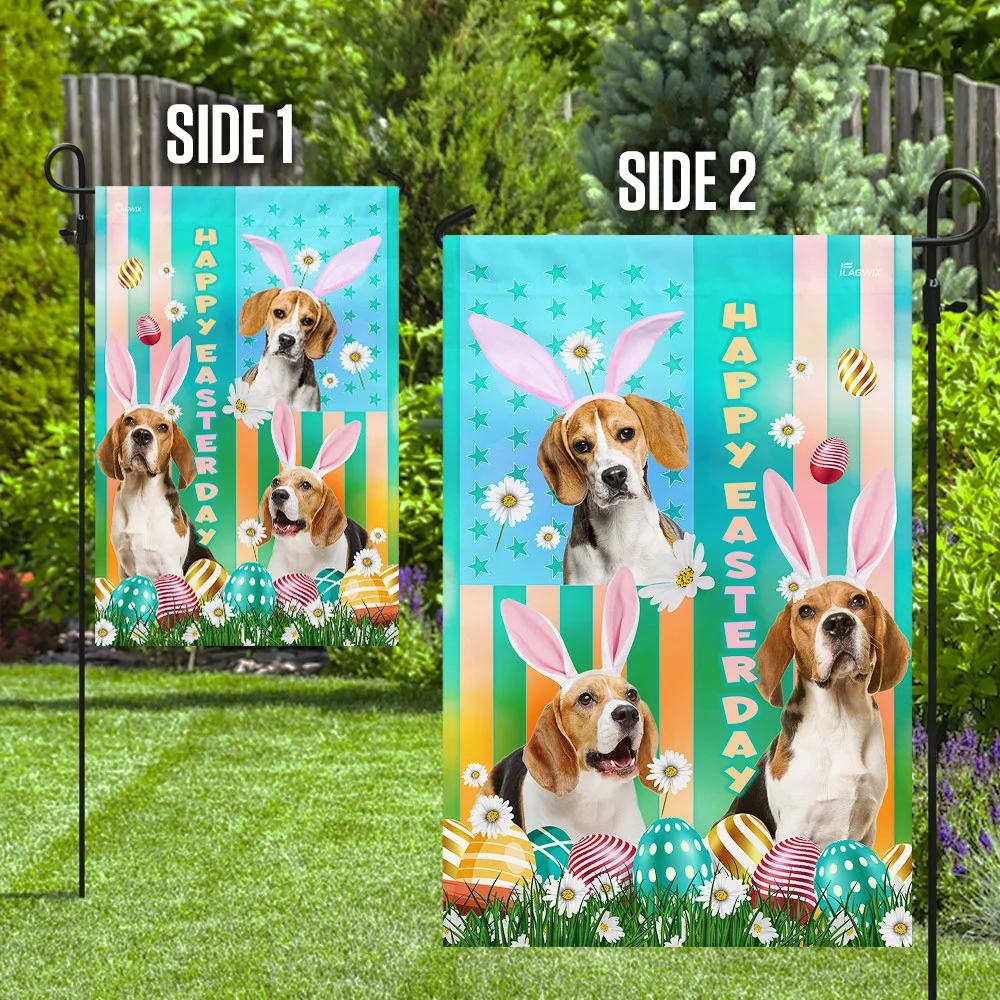 Beagle Easter House Flags - Happy Easter Garden Flag - Decorative Easter Flags