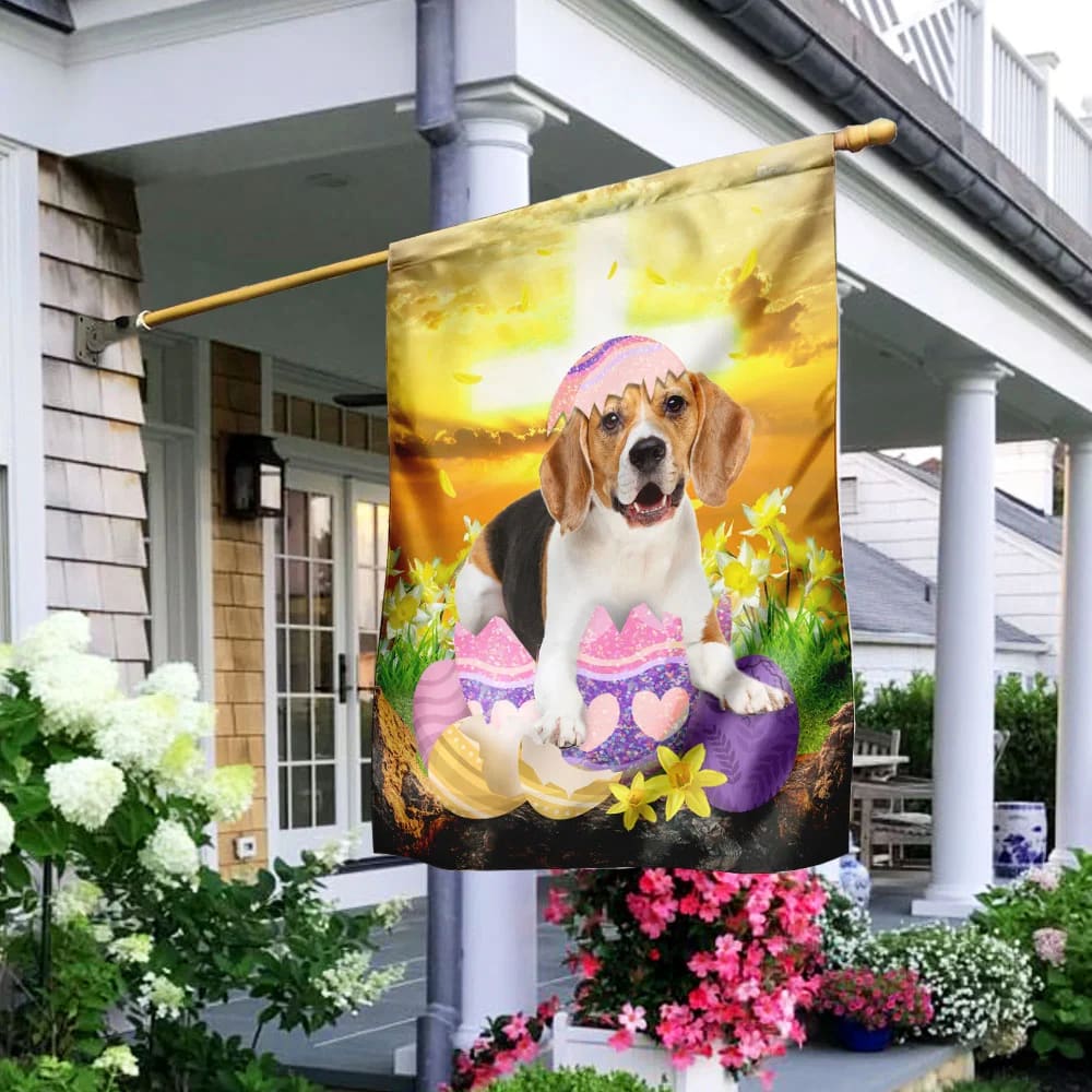 Beagle Is Ready For Easter House Flag - Happy Easter Garden Flag - Decorative Easter Flags
