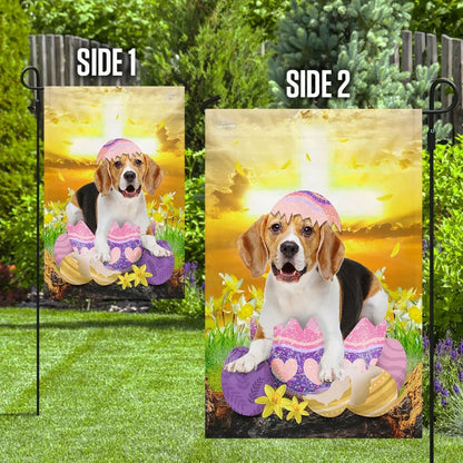 Beagle Is Ready For Easter House Flag - Happy Easter Garden Flag - Decorative Easter Flags