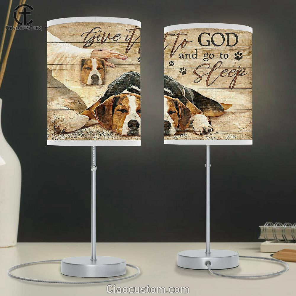 Beagle Jesus Hand Give It To God And Go To Sleep Table Lamp For Bedroom - Bible Verse Table Lamp - Religious Room Decor