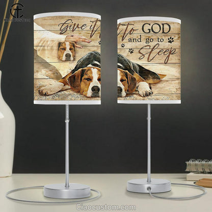 Beagle Jesus Hand Give It To God And Go To Sleep Table Lamp For Bedroom - Bible Verse Table Lamp - Religious Room Decor