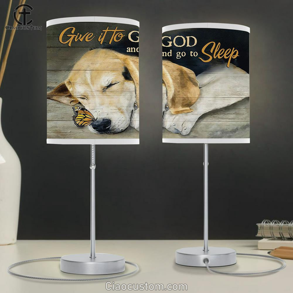 Beagle Monarch butterfly Give it to God and go to sleep Table Lamp For Bedroom - Bible Verse Table Lamp - Religious Room Decor