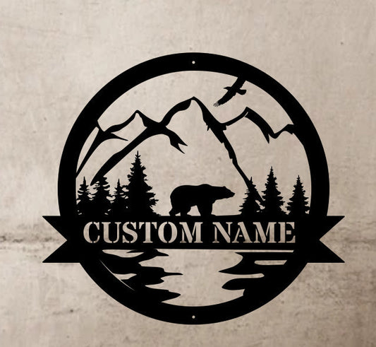 Bear Personalized Metal Sign - Outdoor Decor Metal Wall Art - Metal Signs For Home