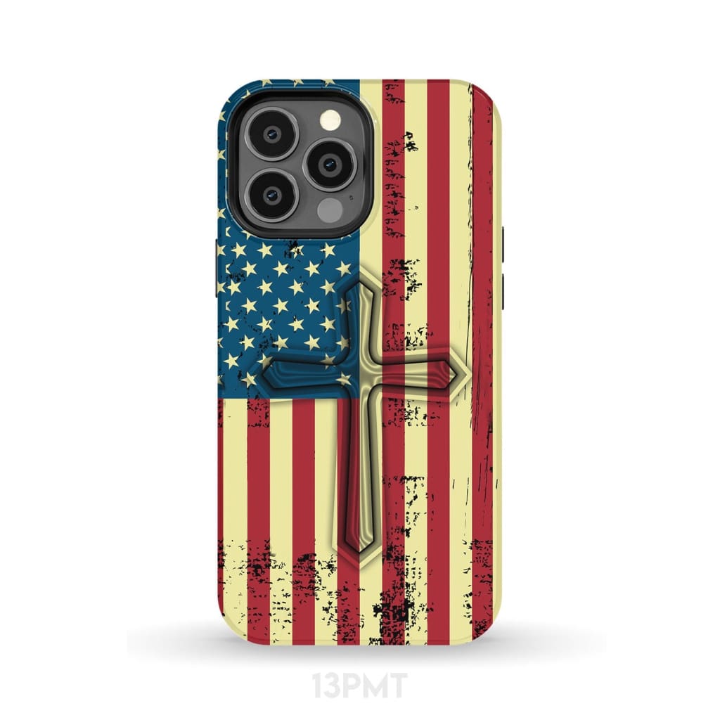Beautiful American Flag Cross Phone Case - Bible Verse Phone Cases Samsung