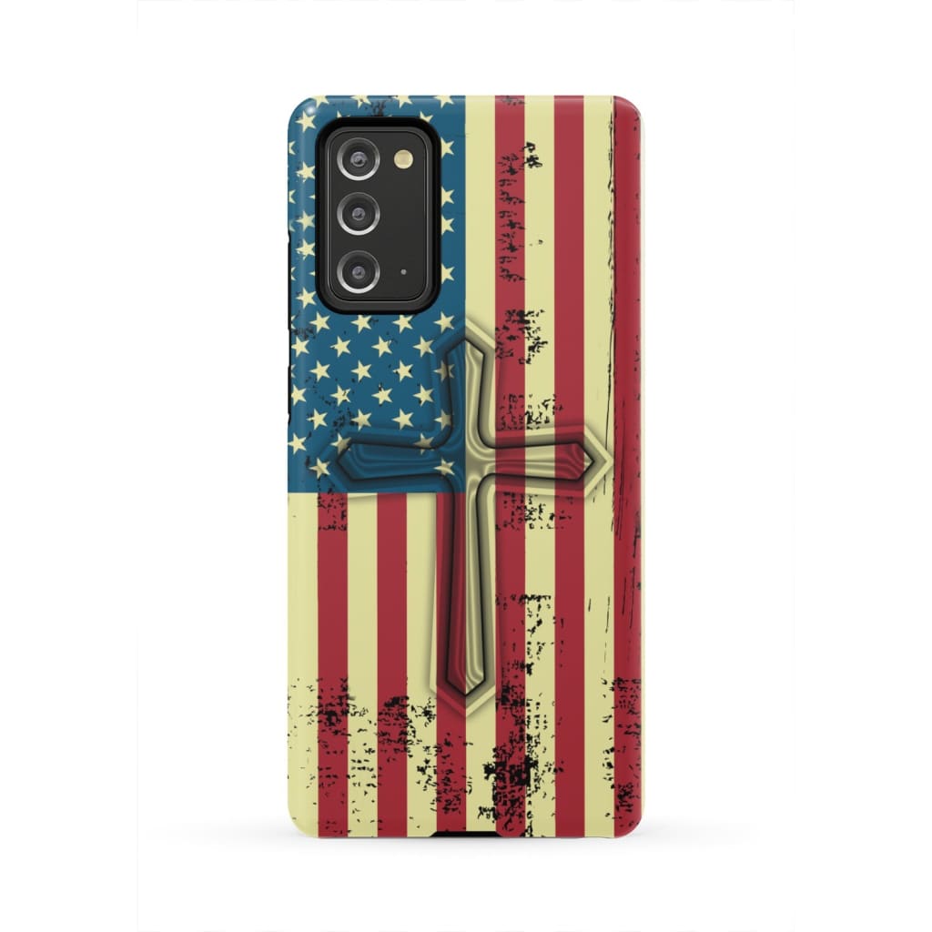 Beautiful American Flag Cross Phone Case - Bible Verse Phone Cases Samsung