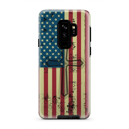 Beautiful American Flag Cross Phone Case - Bible Verse Phone Cases Samsung