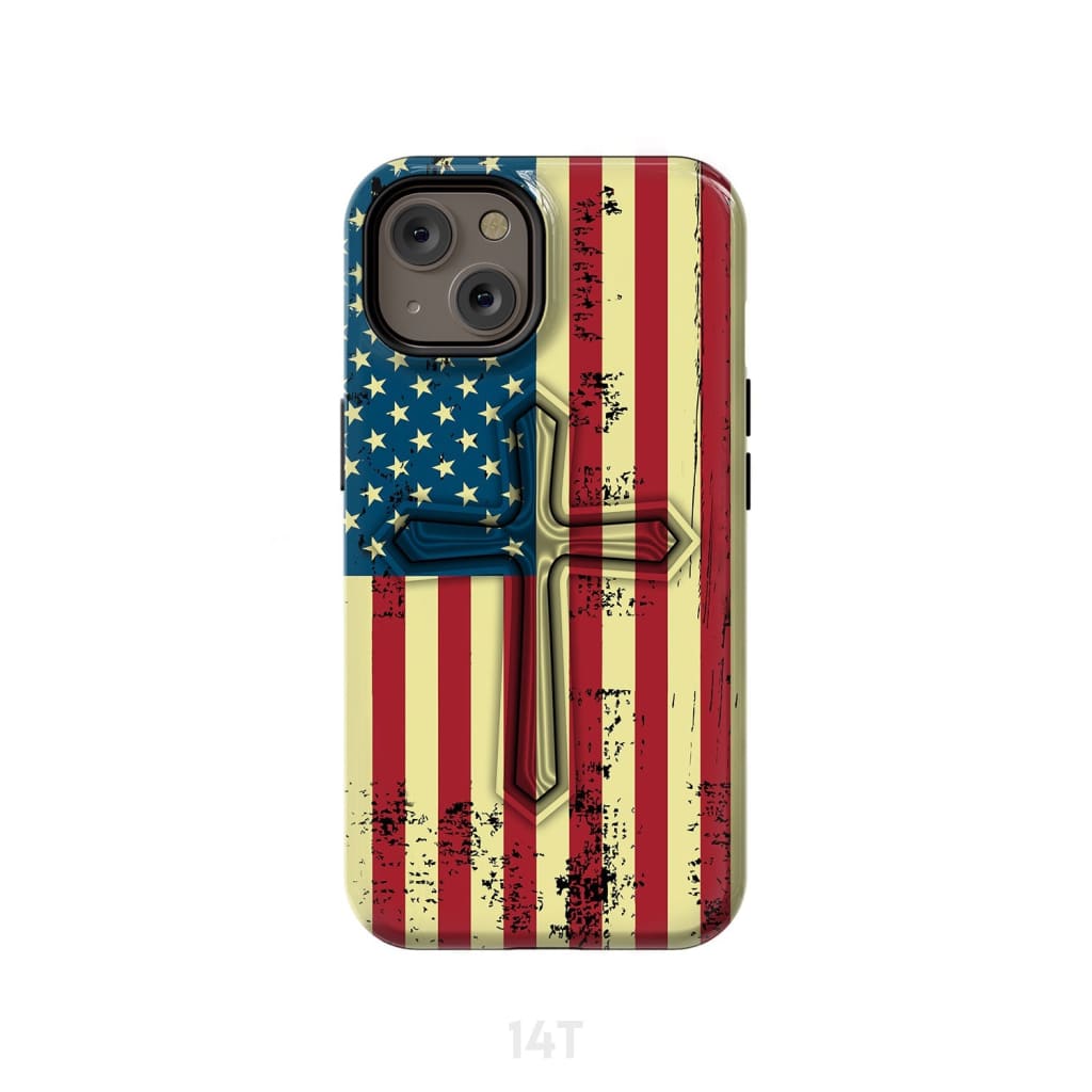 Beautiful American Flag Cross Phone Case - Bible Verse Phone Cases Samsung