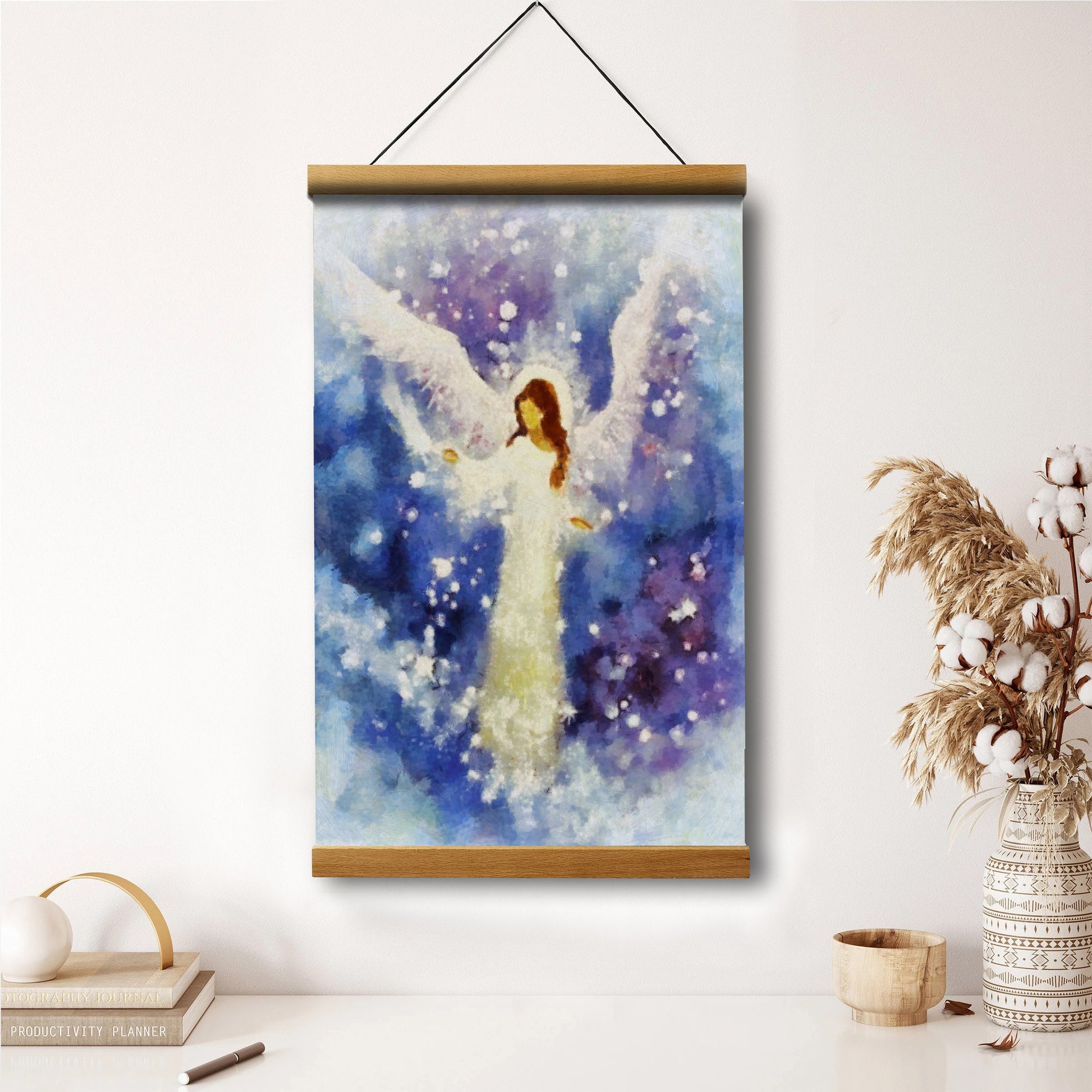 Beautiful Angel Painting Hanging Canvas Wall Art - Catholic Hanging Canvas Wall Art - Religious Gift - Christian Wall Art Decor
