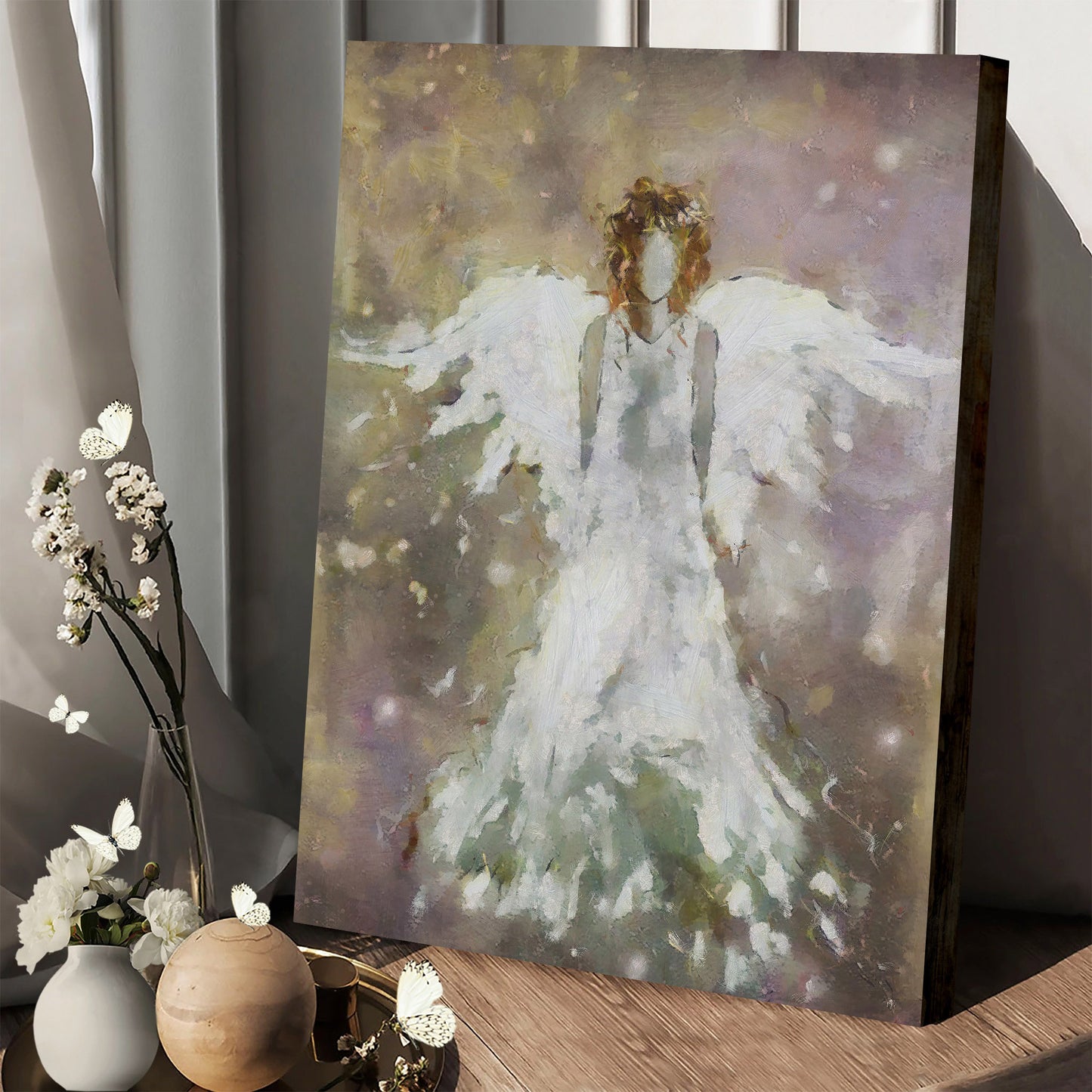 Beautiful Angel Painting Wall Art Canvas - Catholic Canvas Wall Art - Religious Gift - Christian Wall Art Decor