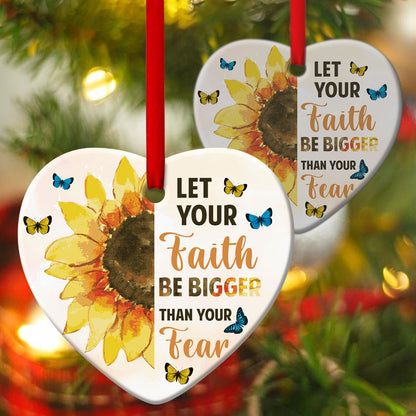 Beautiful Butterfly Ceramic Heart Ornament - Faith Over Fear - Ornaments Hanging Gift - Nativity Ornaments