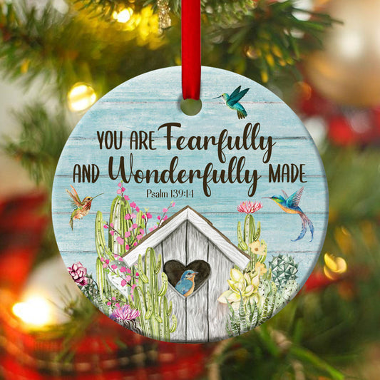 Beautiful Cactus Ceramic Circle Ornament - God Says You Are Wonderful - Ornaments Hanging Gift