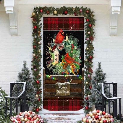 Beautiful Cardinal Merry Christmas Door Cover - Cardinal Christmas Decor - Christmas Door Cover Decorations