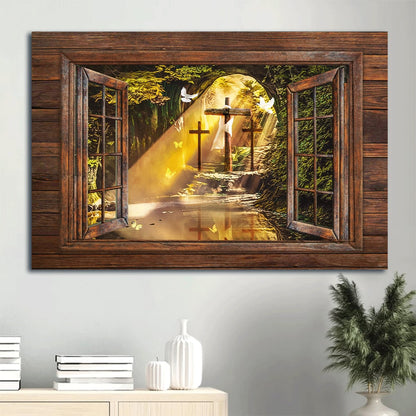 Beautiful Cave Window Frame The Stunning Morning Sunlight Canvas Wall Art - Christian Wall Decor