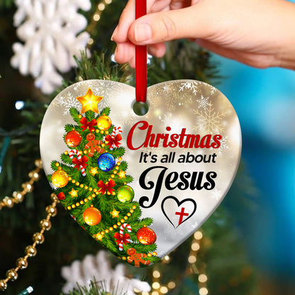 Beautiful Ceramic Heart Ornament - Christmas It's All About Jesus - Christmas Decor - Funny Ornament